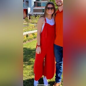 Orange Sleeveless Wide-Leg Jumpsuit